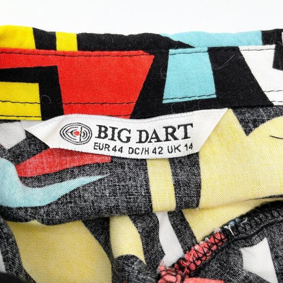 VTG Big Dart Womens Top Size US 10 Geometric Pop Art 90s Retro Maximalist Rayon - Picture 6 of 11
